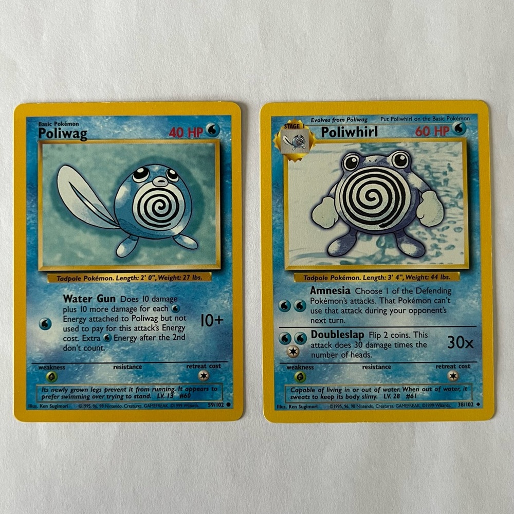 Vintage Pokemon Poliwag & Poliwhirl Playing Card